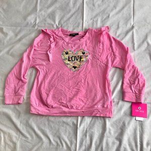 Amy Byer pink sweatshirt top with sequin heart